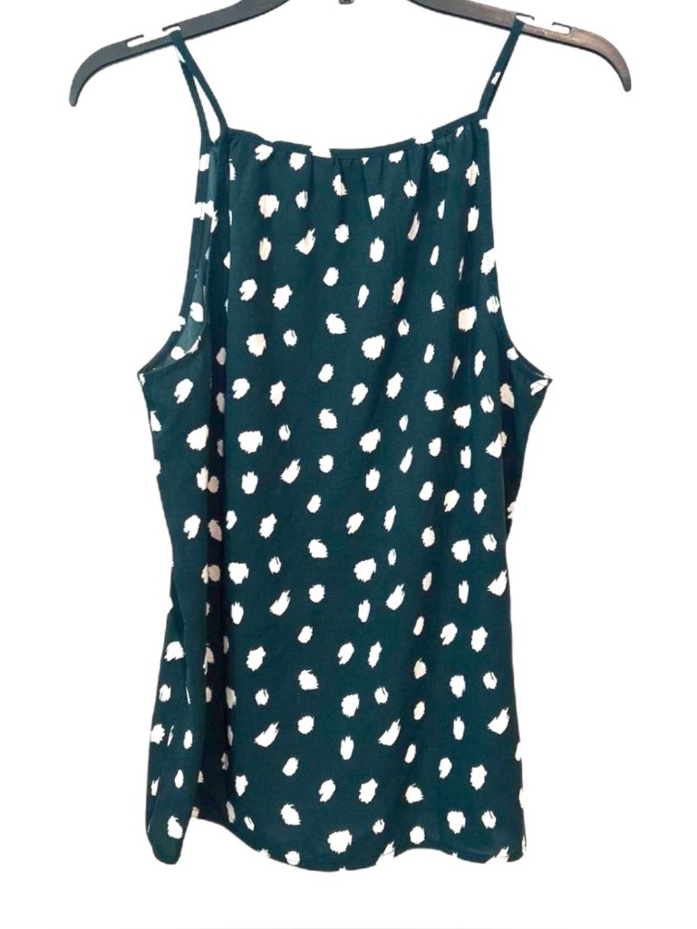 41‎ Hawthorne Green & Cream Size Medium Petite Polka Dot Cami Tank Top